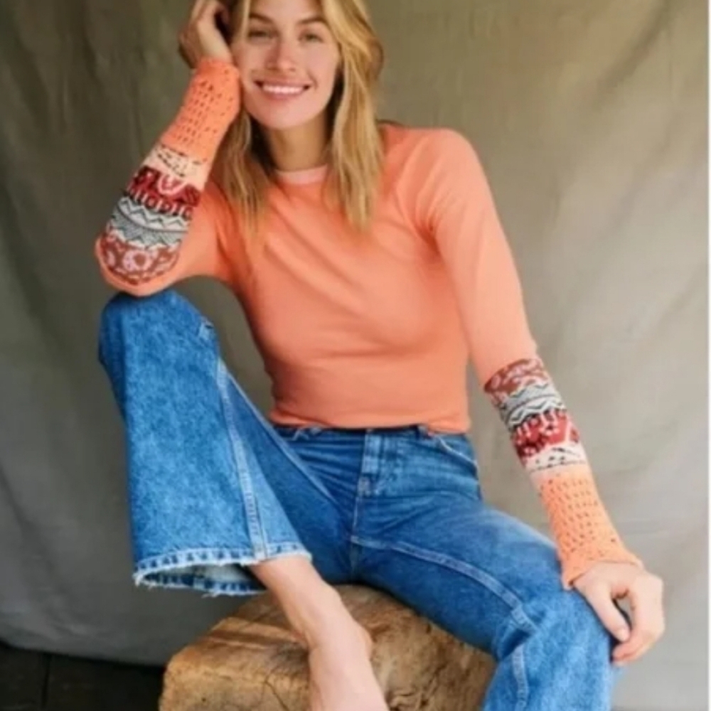 Free People In The Mix Cuff Thermal Top Size XS